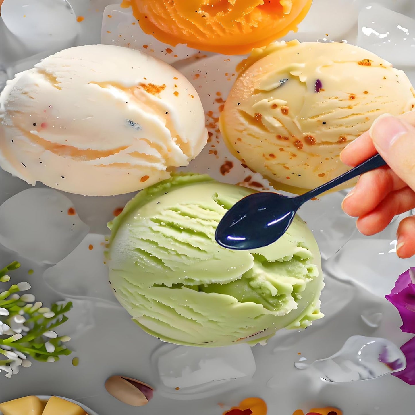 100 Pieces Disposable Mini Ice Cream Spoons, Small Plastic Dessert Tasting Spoons for Cake Yogurt pudding Ice Cream (Light Yellow)