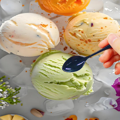 100 Pieces Disposable Mini Ice Cream Spoons, Small Plastic Dessert Tasting Spoons for Cake Yogurt pudding Ice Cream (Light Yellow)
