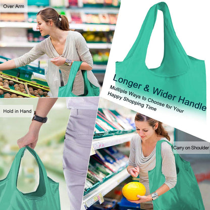 Reusable-Grocery-Bags-Foldable-Machine-Washable-Reusable-Shopping-Bags-Bulk Colorful 10 Pack 50LBS Extra Large Folding Reusable Bags Totes w Zipper Storage Pouch Lightweight Polyester Fabric
