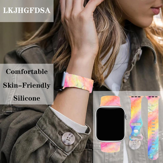 Marble Watch Band Compatible with Apple Watch, Soft Silicone Strap Adjustable Replacement for Iwatch Bands All Series