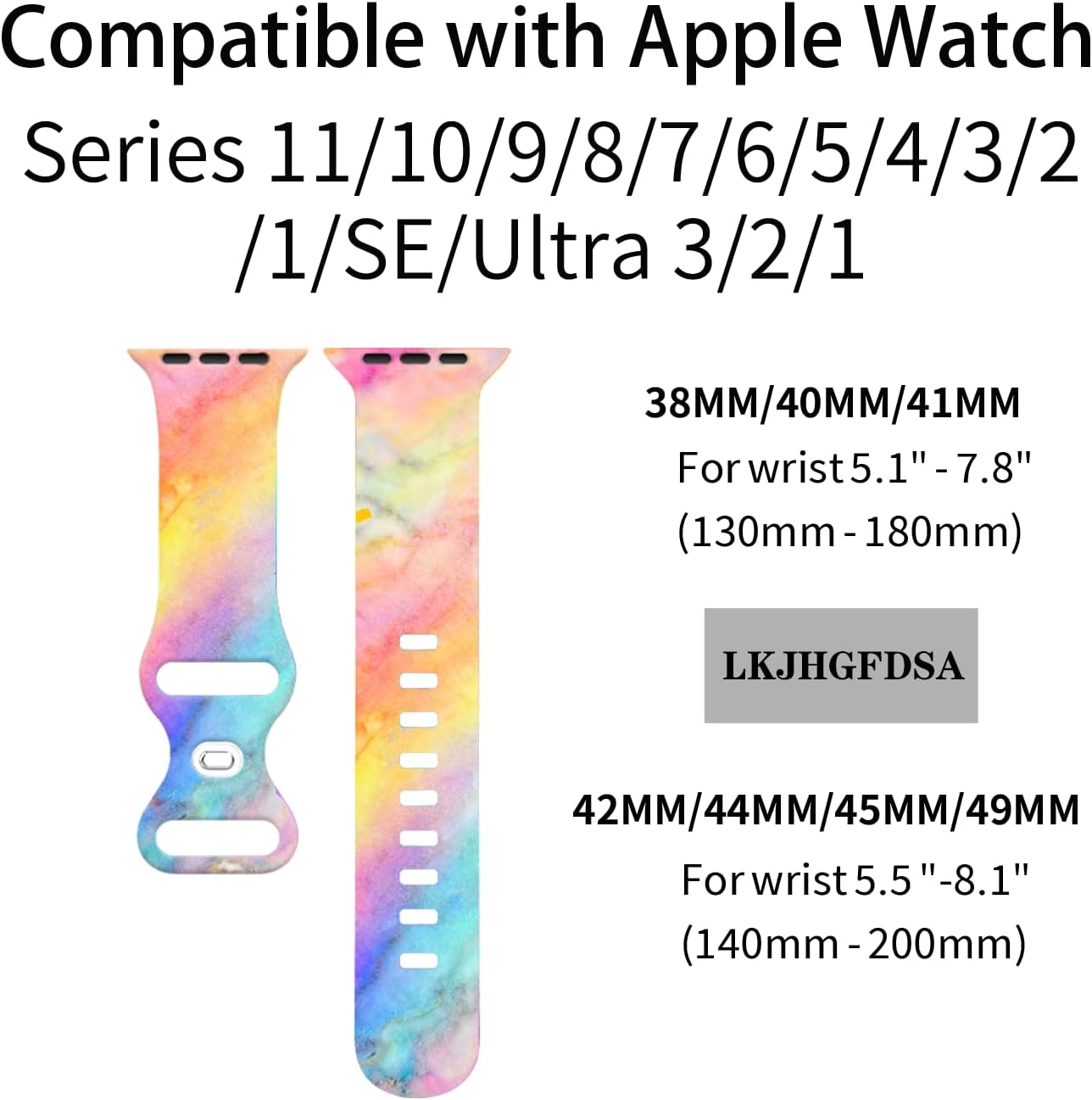 Marble Watch Band Compatible with Apple Watch, Soft Silicone Strap Adjustable Replacement for Iwatch Bands All Series