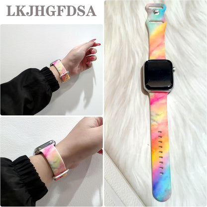 Marble Watch Band Compatible with Apple Watch, Soft Silicone Strap Adjustable Replacement for Iwatch Bands All Series
