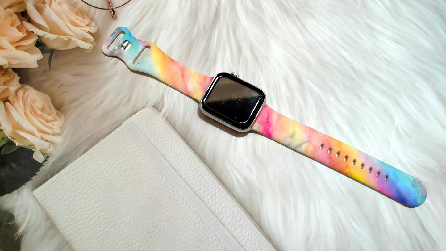 Marble Watch Band Compatible with Apple Watch, Soft Silicone Strap Adjustable Replacement for Iwatch Bands All Series