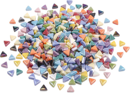 Iridescent Glass Mosaic Tiles for Crafts Bulk, 440Pcs Triangle | Easy DIY Crafting, Small Handmade Art Supplies, Perfect Mosaic Kits for adults,Outdoor Decoration