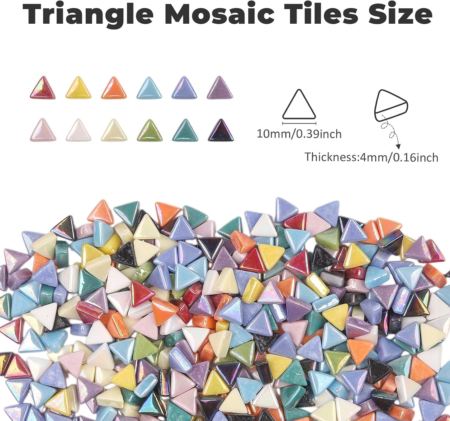 Iridescent Glass Mosaic Tiles for Crafts Bulk, 440Pcs Triangle | Easy DIY Crafting, Small Handmade Art Supplies, Perfect Mosaic Kits for adults,Outdoor Decoration