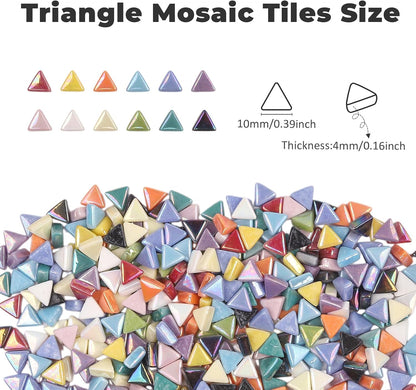 Iridescent Glass Mosaic Tiles for Crafts Bulk, 440Pcs Triangle | Easy DIY Crafting, Small Handmade Art Supplies, Perfect Mosaic Kits for adults,Outdoor Decoration