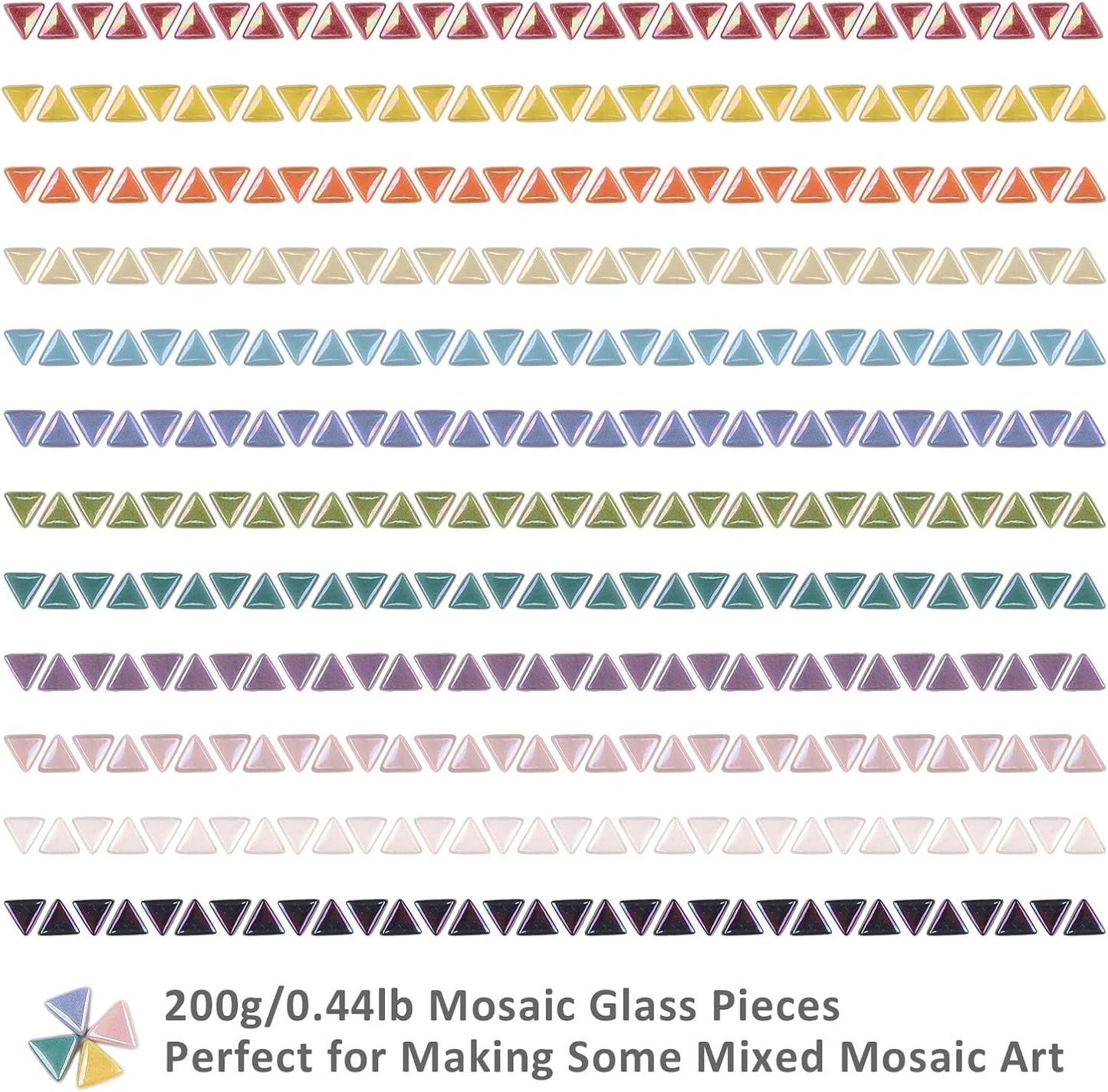 Iridescent Glass Mosaic Tiles for Crafts Bulk, 440Pcs Triangle | Easy DIY Crafting, Small Handmade Art Supplies, Perfect Mosaic Kits for adults,Outdoor Decoration