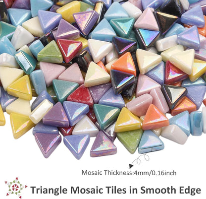 Iridescent Glass Mosaic Tiles for Crafts Bulk, 440Pcs Triangle | Easy DIY Crafting, Small Handmade Art Supplies, Perfect Mosaic Kits for adults,Outdoor Decoration