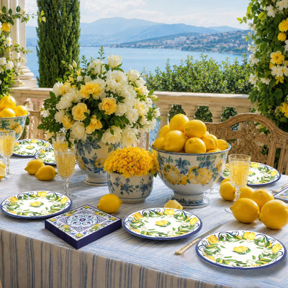 50PCS Lemon Paper Plates and Napkins Party Supplies Blue Lemon Disposable Tableware for Summer Party Yellow Lemons Party Plates Supplies for Birthday Wedding Baby Shower, Serves 25