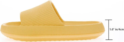 Pillow Slippers for Men and Women - Cushioned Thick Sole Non-Slip Bathroom Slides, Comfort Indoor & Outdoor Shower Sandals
