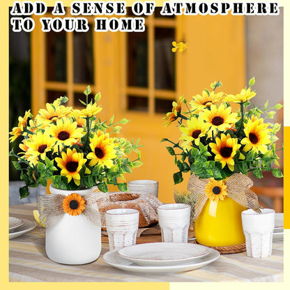 2 Pcs Artificial Fake Flowers in Vase Decorations Sunflower Table Centerpiece Decoration Summer-Sunflowers in Vase Cute Artificial Plant Decor for Summer Farmhouse Home Office Party Gift