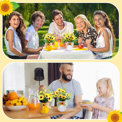 2 Pcs Artificial Fake Flowers in Vase Decorations Sunflower Table Centerpiece Decoration Summer-Sunflowers in Vase Cute Artificial Plant Decor for Summer Farmhouse Home Office Party Gift