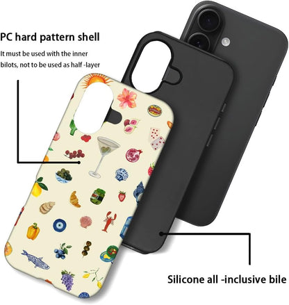 Case Compatible with iPhone 17 - Hybrid Durable Shockproof Phone Cover,Cases for Woman Girl - Lemon Fruit Flower Fish Aesthetic