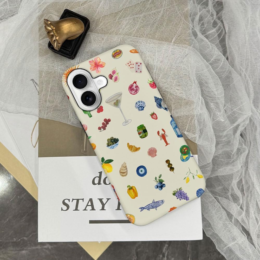 Case Compatible with iPhone 17 - Hybrid Durable Shockproof Phone Cover,Cases for Woman Girl - Lemon Fruit Flower Fish Aesthetic