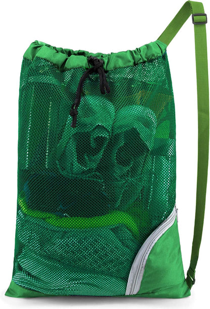 Gym Bags for Men Women Mesh Drawstring Backpack for Swim Sports Workout Gear Gifts for Swimmers Beach Pool Wrestling Backpack Cinch Bag With 3 Pockets Neon Yellow XLarge