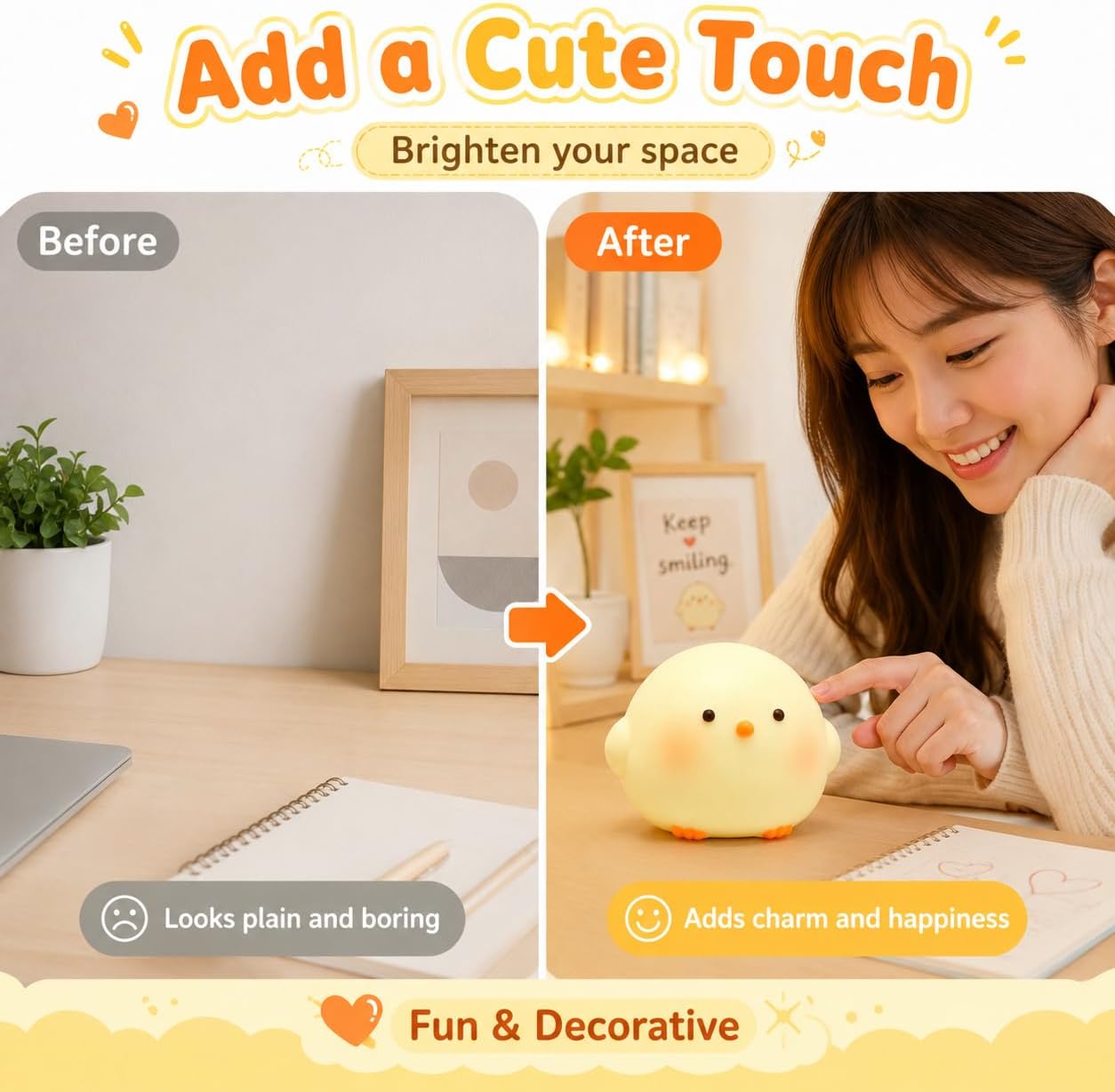 Cute Chick Squishy Toy, 1PACK Soft Slow Rising Squeeze Figure, Yellow Kawaii Animal Fidget Toy for Desk Decor, Party Favor, Small Gift, One Piece