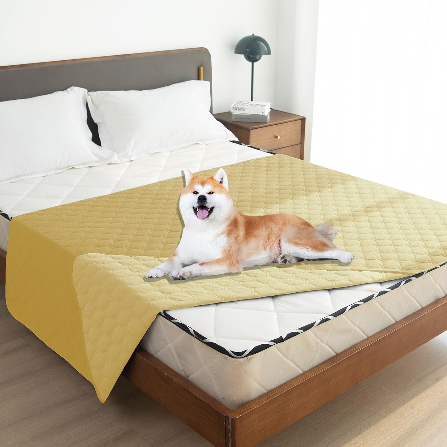 100% Double-Sided Waterproof Dog Bed Cover Pet Blanket Sofa Couch Furniture Protector for Puppy Large Dog Cat, Reversible (52x82 Inch (Pack of 1), Dark Yellow/Light Yellow)