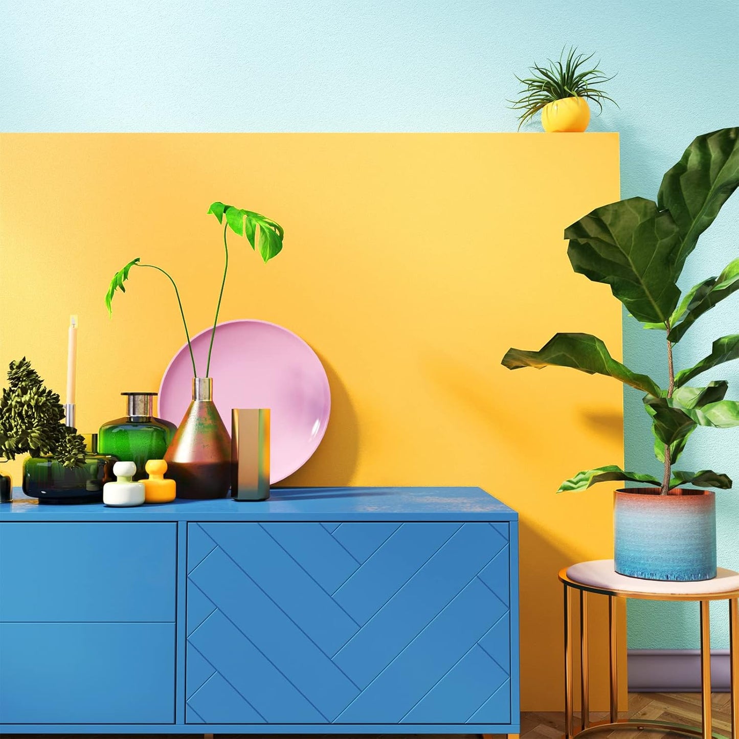 Yellow Peel and Stick Wallpaper Contact Paper for Countertops for Kitchen cabinets Stick on Wall Mural Solid Color Contact Paper Classroom Vinyl Adhesive Wallpaper for Bedroom 17.7x80 Inch