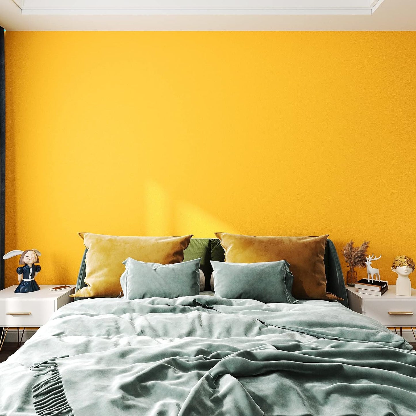 Yellow Peel and Stick Wallpaper Contact Paper for Countertops for Kitchen cabinets Stick on Wall Mural Solid Color Contact Paper Classroom Vinyl Adhesive Wallpaper for Bedroom 17.7x80 Inch