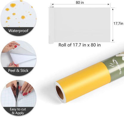 Yellow Peel and Stick Wallpaper Contact Paper for Countertops for Kitchen cabinets Stick on Wall Mural Solid Color Contact Paper Classroom Vinyl Adhesive Wallpaper for Bedroom 17.7x80 Inch