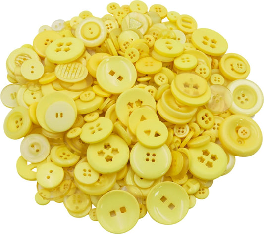 500-600 Pcs Yellow Resion Buttons for Crafts, 4 Holes Assorted Sizes Resin Buttons, for Crafting, Arts, DIY, Decoration, Sewing (Yellow)