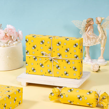 Bee Wedding Wrapping Tissue Paper - 30 Sheets 14x20 Inch Floral Bee Tissue Paper Bulk for Bridal Shower, Wedding, Birthday, Baby Shower