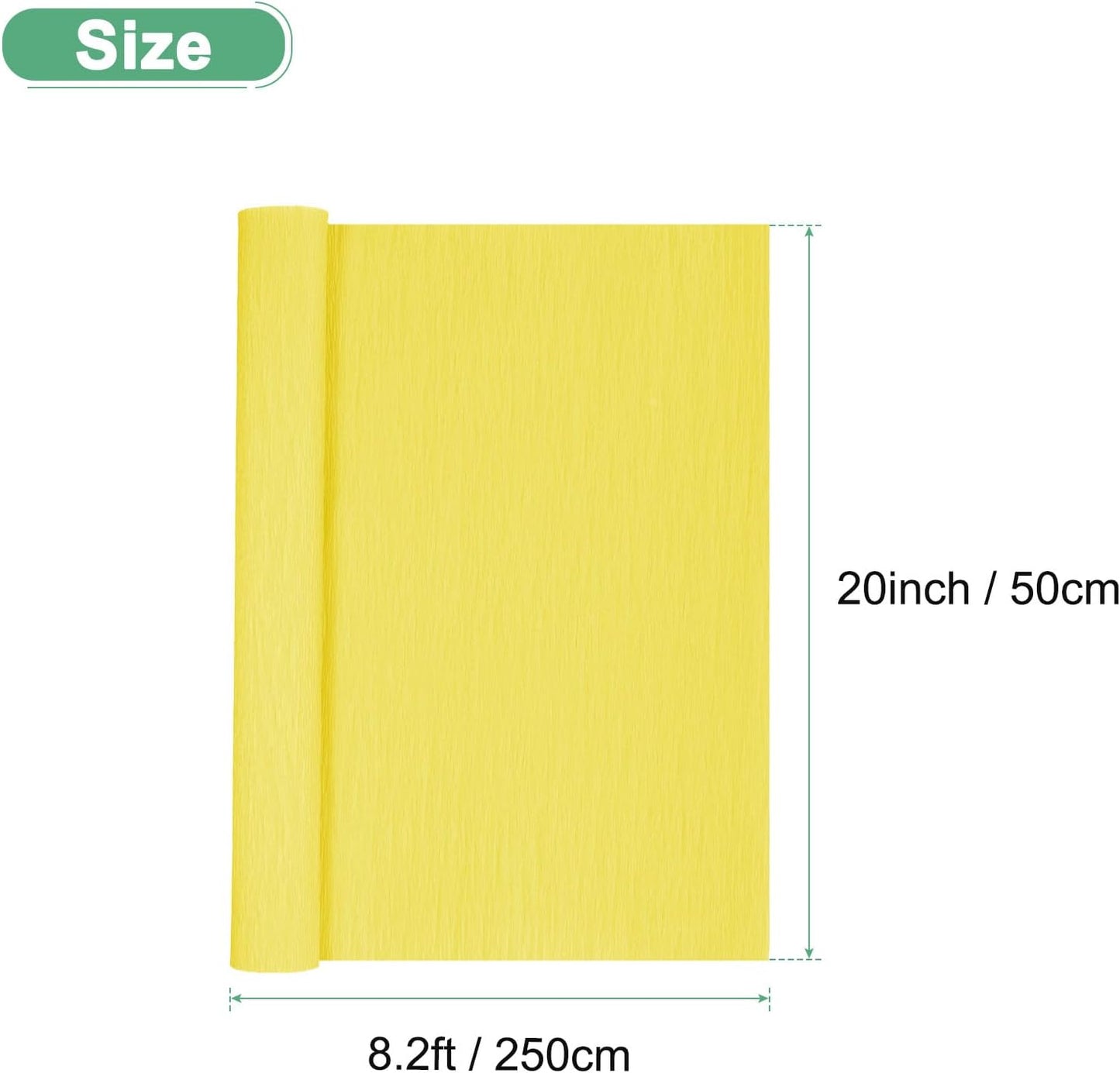 Crepe Paper 8.2ft x 20in/250 x 50cm Lemon Yellow | Soft Wide Crepe Paper Streamer Sheet, for DIY Craft, Flower Making, Decoration