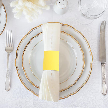 200Pcs Yellow Napkin Bands Self Adhesive | Paper Napkin Rings, Self Adhesive, Silverware Wraps, Table Setup Wedding Event Party Supply