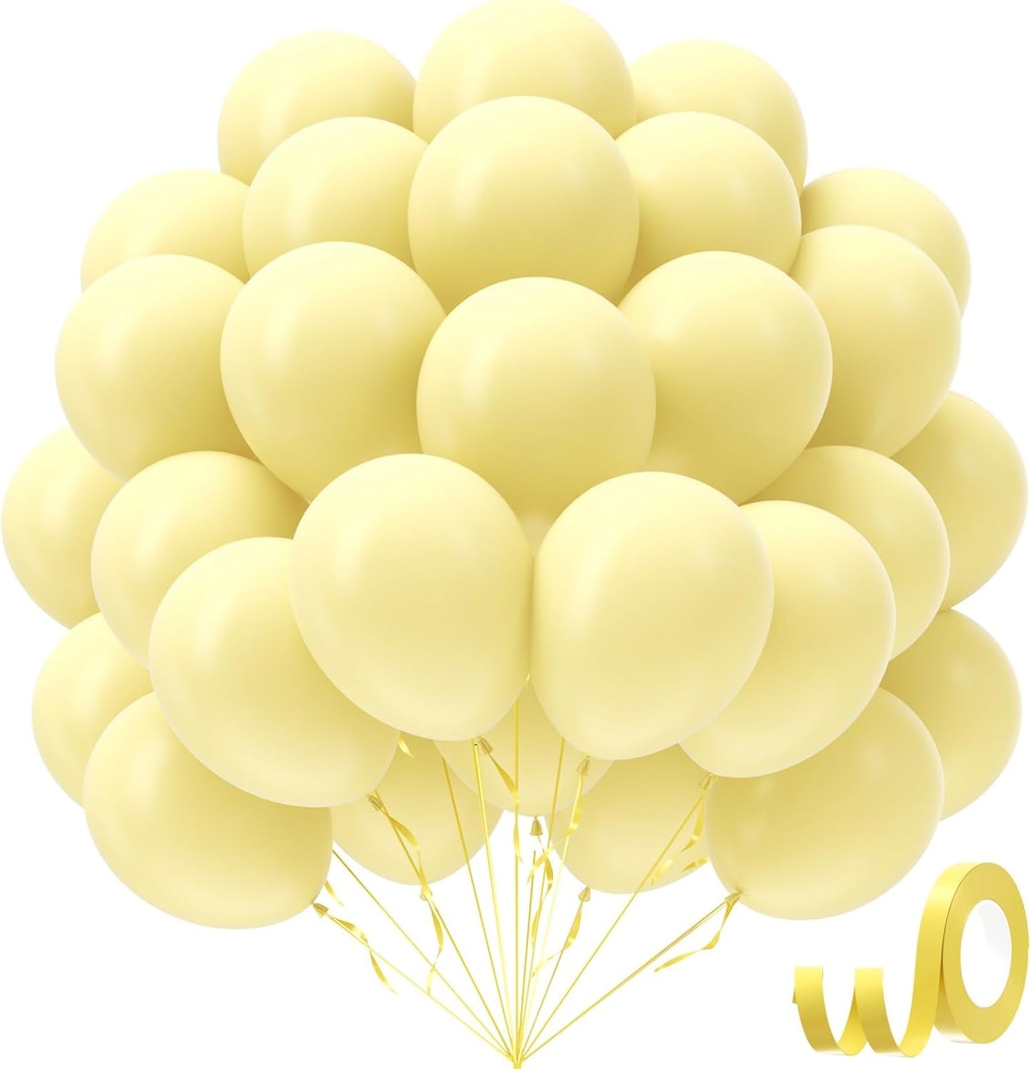 Pastel Yellow balloons 12 inch, Light Yellow Latex Balloons 50pcs Party Balloon for Gender Reveal Baby Shower Birthday Party Decorations