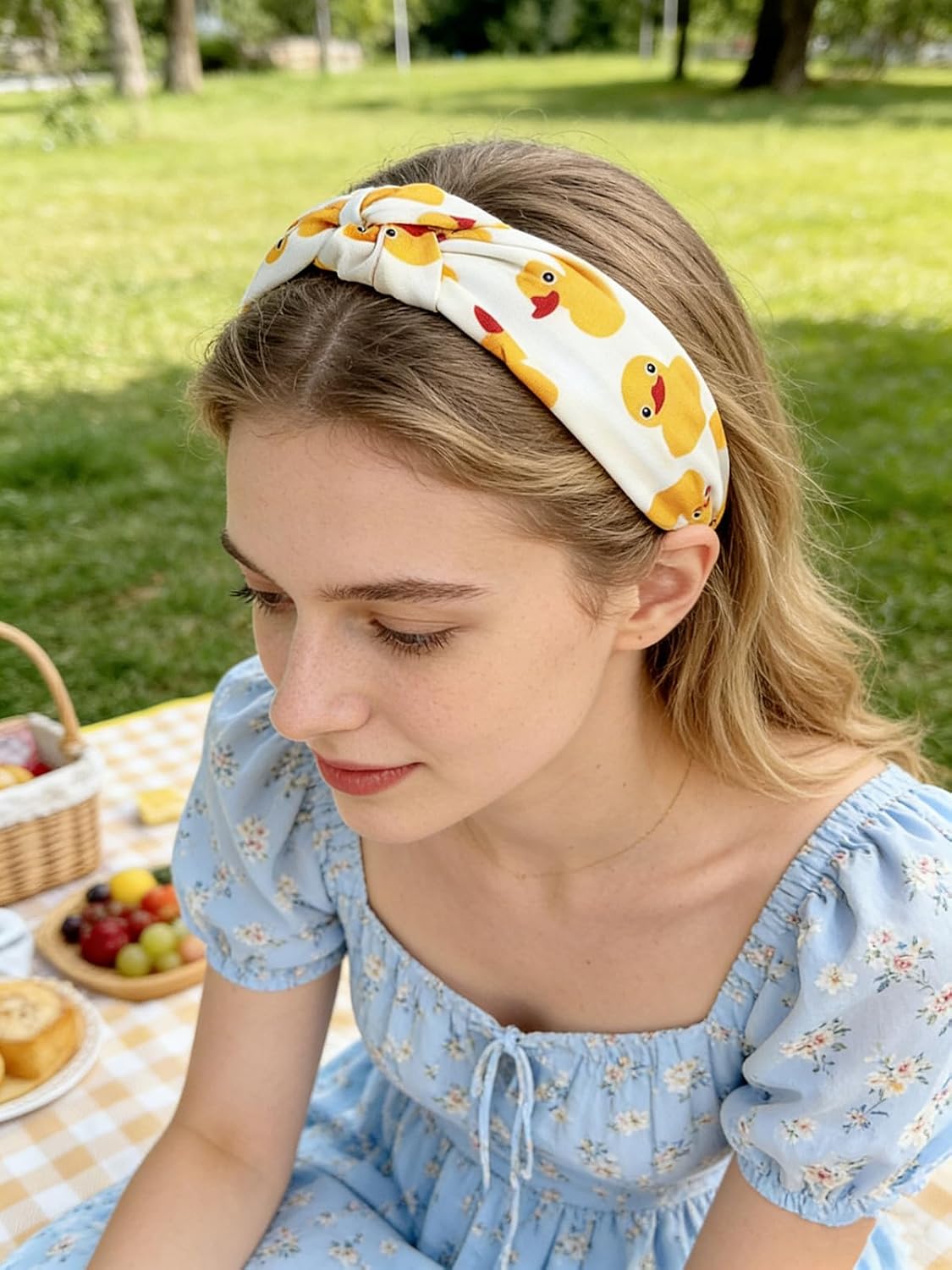 3PCS Cute Duck Headbands for Women Girls, Knotted Wide Hair Bands, Lightweight & Comfortable, Non-Slip Fashion Hair Accessories for Daily Wear, Party, Travel