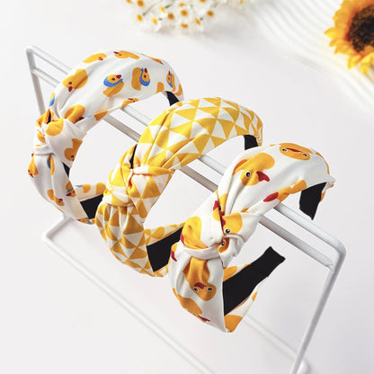 3PCS Cute Duck Headbands for Women Girls, Knotted Wide Hair Bands, Lightweight & Comfortable, Non-Slip Fashion Hair Accessories for Daily Wear, Party, Travel