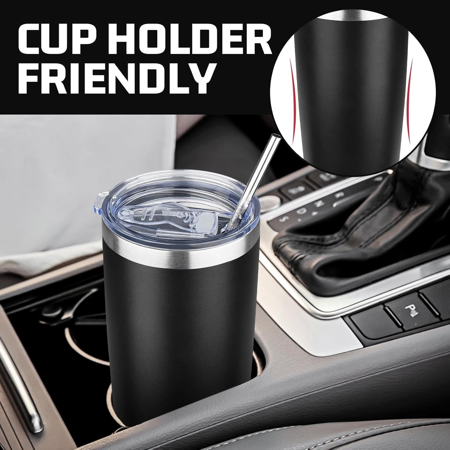 20 oz Tumbler with Lids and Straws, Stainless Steel Insulated Travel Coffee Mug, Double Wall Vacuum Insulated Tumblers, Powder Coated Coffee Tumbler for Cold & Hot Drinks (Yellow, 6 Pack)