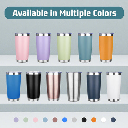 20 oz Tumbler with Lids and Straws, Stainless Steel Insulated Travel Coffee Mug, Double Wall Vacuum Insulated Tumblers, Powder Coated Coffee Tumbler for Cold & Hot Drinks (Yellow, 6 Pack)