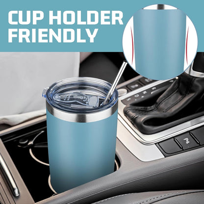 20 oz Tumbler with Lids and Straws, Stainless Steel Insulated Travel Coffee Mug, Double Wall Vacuum Insulated Tumblers, Powder Coated Coffee Tumbler for Cold & Hot Drinks (Yellow, 6 Pack)