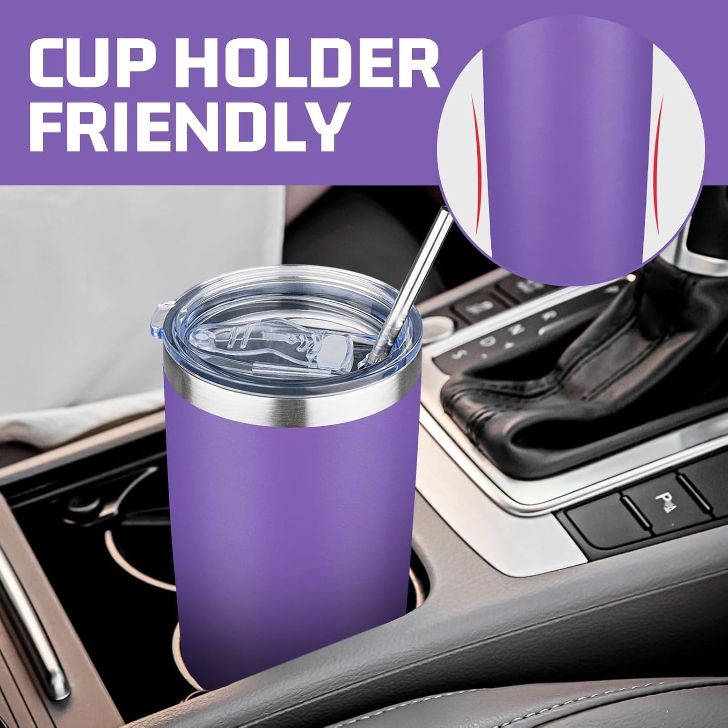 20 oz Tumbler with Lids and Straws, Stainless Steel Insulated Travel Coffee Mug, Double Wall Vacuum Insulated Tumblers, Powder Coated Coffee Tumbler for Cold & Hot Drinks (Yellow, 6 Pack)