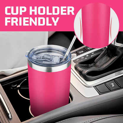 20 oz Tumbler with Lids and Straws, Stainless Steel Insulated Travel Coffee Mug, Double Wall Vacuum Insulated Tumblers, Powder Coated Coffee Tumbler for Cold & Hot Drinks (Yellow, 6 Pack)