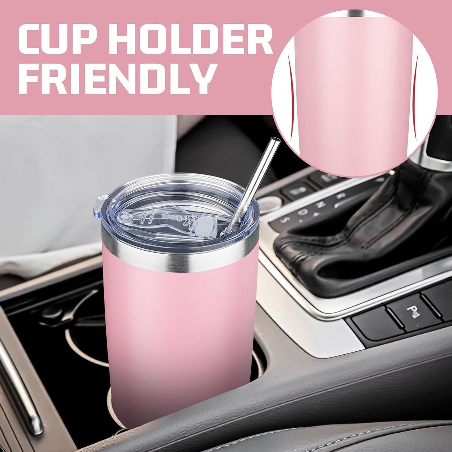 20 oz Tumbler with Lids and Straws, Stainless Steel Insulated Travel Coffee Mug, Double Wall Vacuum Insulated Tumblers, Powder Coated Coffee Tumbler for Cold & Hot Drinks (Yellow, 6 Pack)