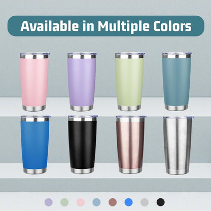 20 oz Tumbler with Lids and Straws, Stainless Steel Insulated Travel Coffee Mug, Double Wall Vacuum Insulated Tumblers, Powder Coated Coffee Tumbler for Cold & Hot Drinks (Yellow, 6 Pack)