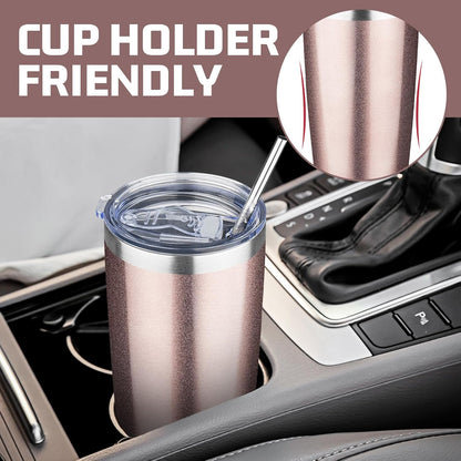 20 oz Tumbler with Lids and Straws, Stainless Steel Insulated Travel Coffee Mug, Double Wall Vacuum Insulated Tumblers, Powder Coated Coffee Tumbler for Cold & Hot Drinks (Yellow, 6 Pack)