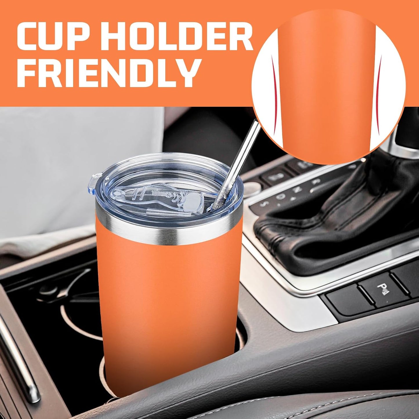 20 oz Tumbler with Lids and Straws, Stainless Steel Insulated Travel Coffee Mug, Double Wall Vacuum Insulated Tumblers, Powder Coated Coffee Tumbler for Cold & Hot Drinks (Yellow, 6 Pack)