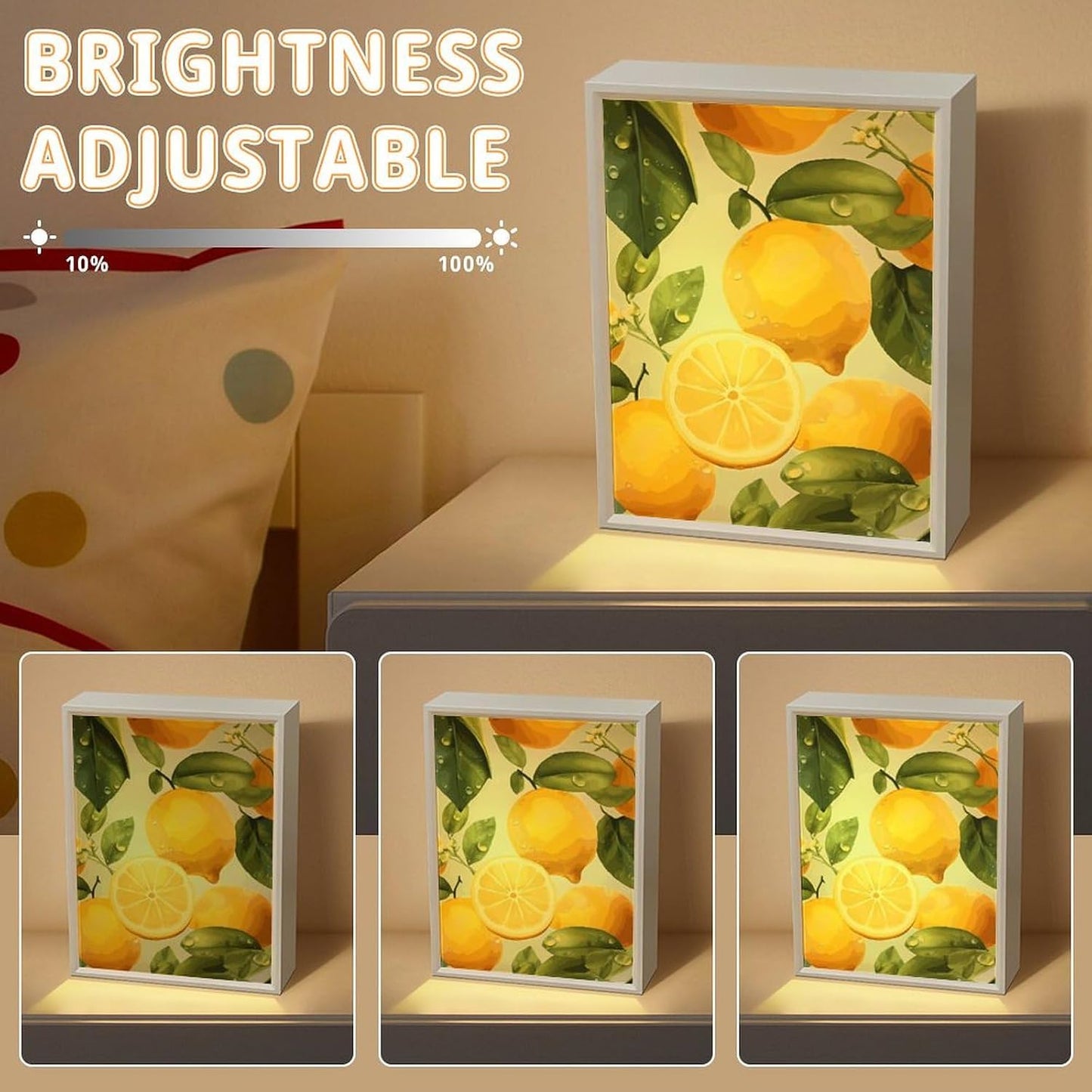 Bedroom Bedside Table Lamp Yellow Lemon Small Night Light for Dorm Living Room Office Vanity Desk Tabletop