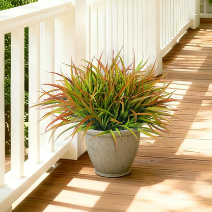 12Pcs Artificial Plants Outdoor Fake Plastic Grass Spring Decor UV Resistant Faux Greenery Stems Bushes Outside Fake Plants for Planters Patio Porch Window Box Pathway Garden Home Decor Yellow