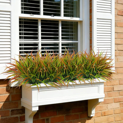 12Pcs Artificial Plants Outdoor Fake Plastic Grass Spring Decor UV Resistant Faux Greenery Stems Bushes Outside Fake Plants for Planters Patio Porch Window Box Pathway Garden Home Decor Yellow