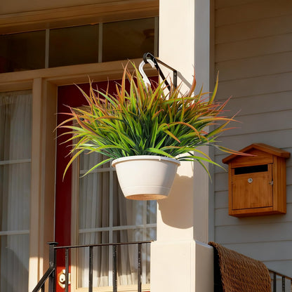 12Pcs Artificial Plants Outdoor Fake Plastic Grass Spring Decor UV Resistant Faux Greenery Stems Bushes Outside Fake Plants for Planters Patio Porch Window Box Pathway Garden Home Decor Yellow