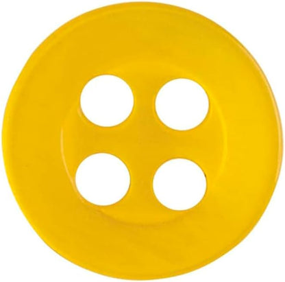 100 Pcs Yellow Sewing Buttons 4 Hole Round Buttons 0.4 inch 16L Plastic 10mm Gold Replacement Bulk Ideal for Clothes Pants Blouse Shirt Dress Skirt Shorts Decorative DIY Arts Crafts
