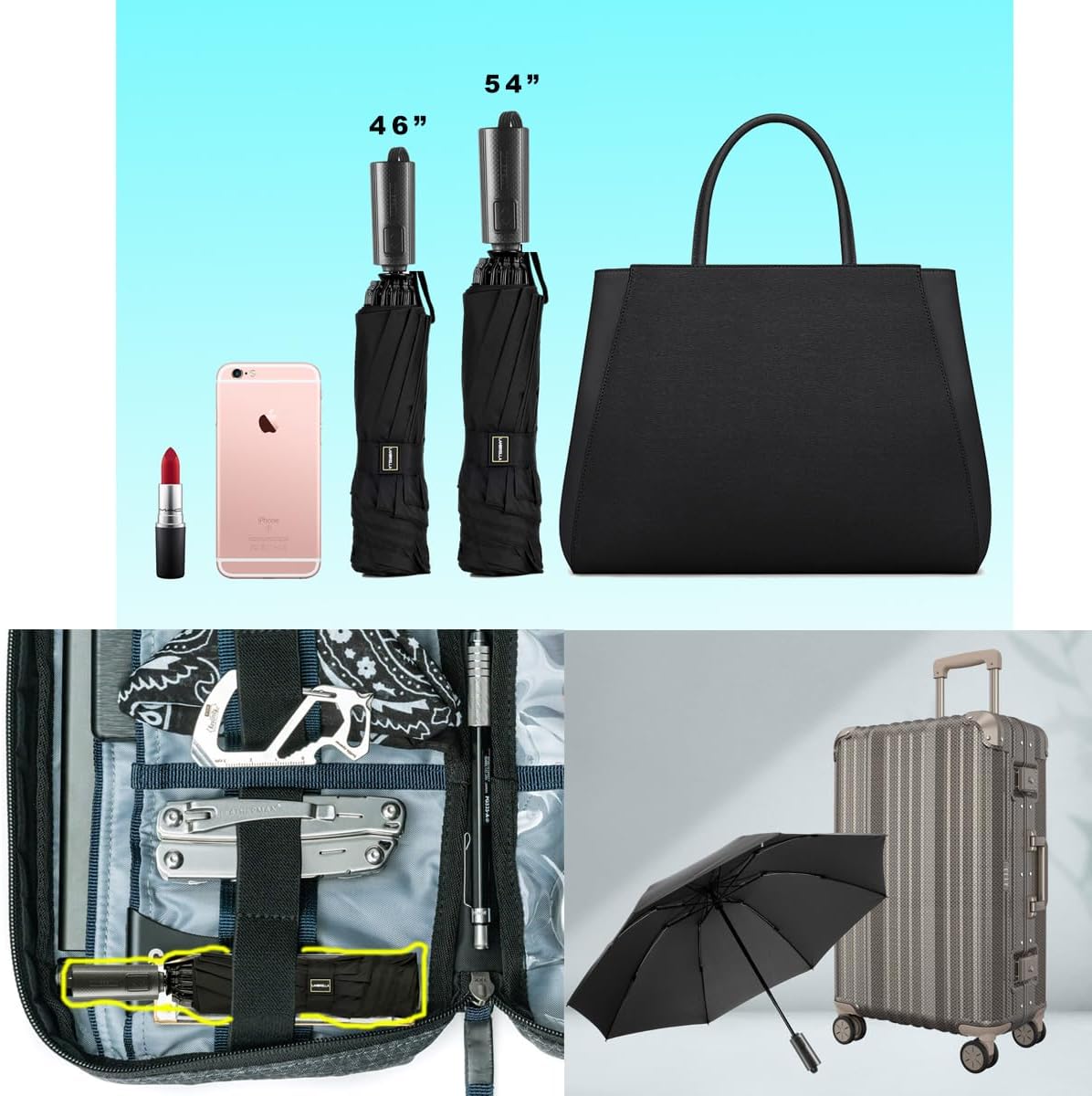 Compact Reverse Folding Umbrella Auto Windproof Travel Umbrella