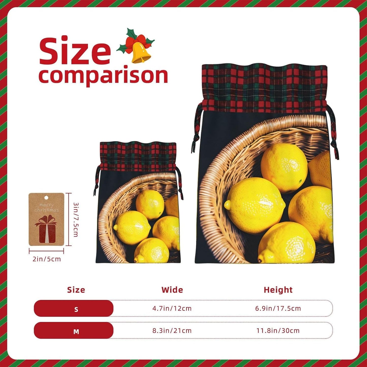 Gift With Basket Lemons Print Drawstring Bag For Wrapping Birthday Wedding Household Use
