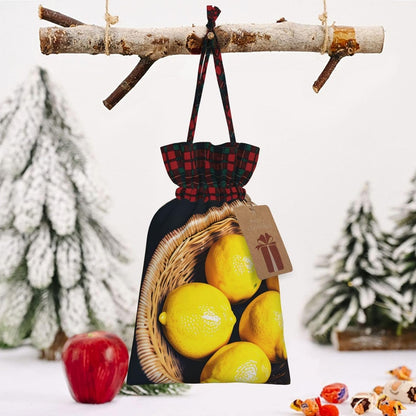 Gift With Basket Lemons Print Drawstring Bag For Wrapping Birthday Wedding Household Use
