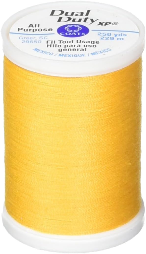 Dual Duty XP All Purpose Sewing Thread for Sewing Machines, 100% Polyester High Quality Thread Spools for Hand Stitching, Medium Weight 35wt, 250 Yards, 3-Pack, Goldenrod
