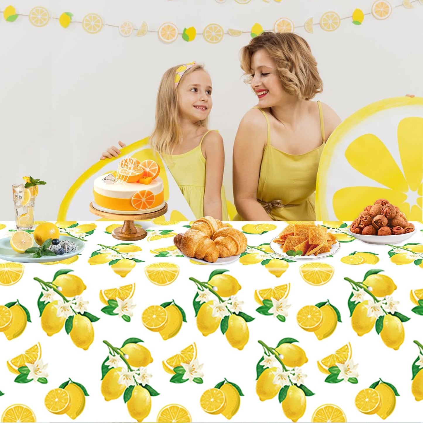 4 Pack Lemon Tablecloth Lemons Summer Party Tablecover Rectangle Disposable Lemonade Table Cover 51 x 86 for Lemonade Theme Birthday Party Wedding Shower Supplies Lemon Table Decorations